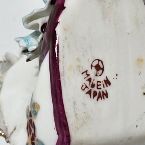 Porcelain Ruffled Edge Gilded Shoe Gold Accents Floral Details Japan - Picture 6 of 12